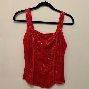 GRACE KARIN Red Sequin Tank Top